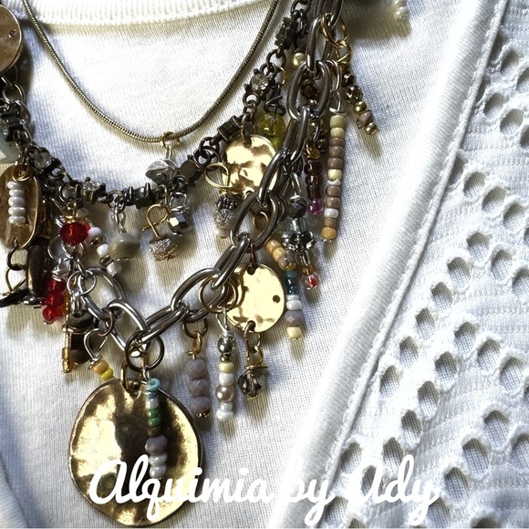Alquimia Gold and Silver Charm Necklace - Picture 5 of 8
